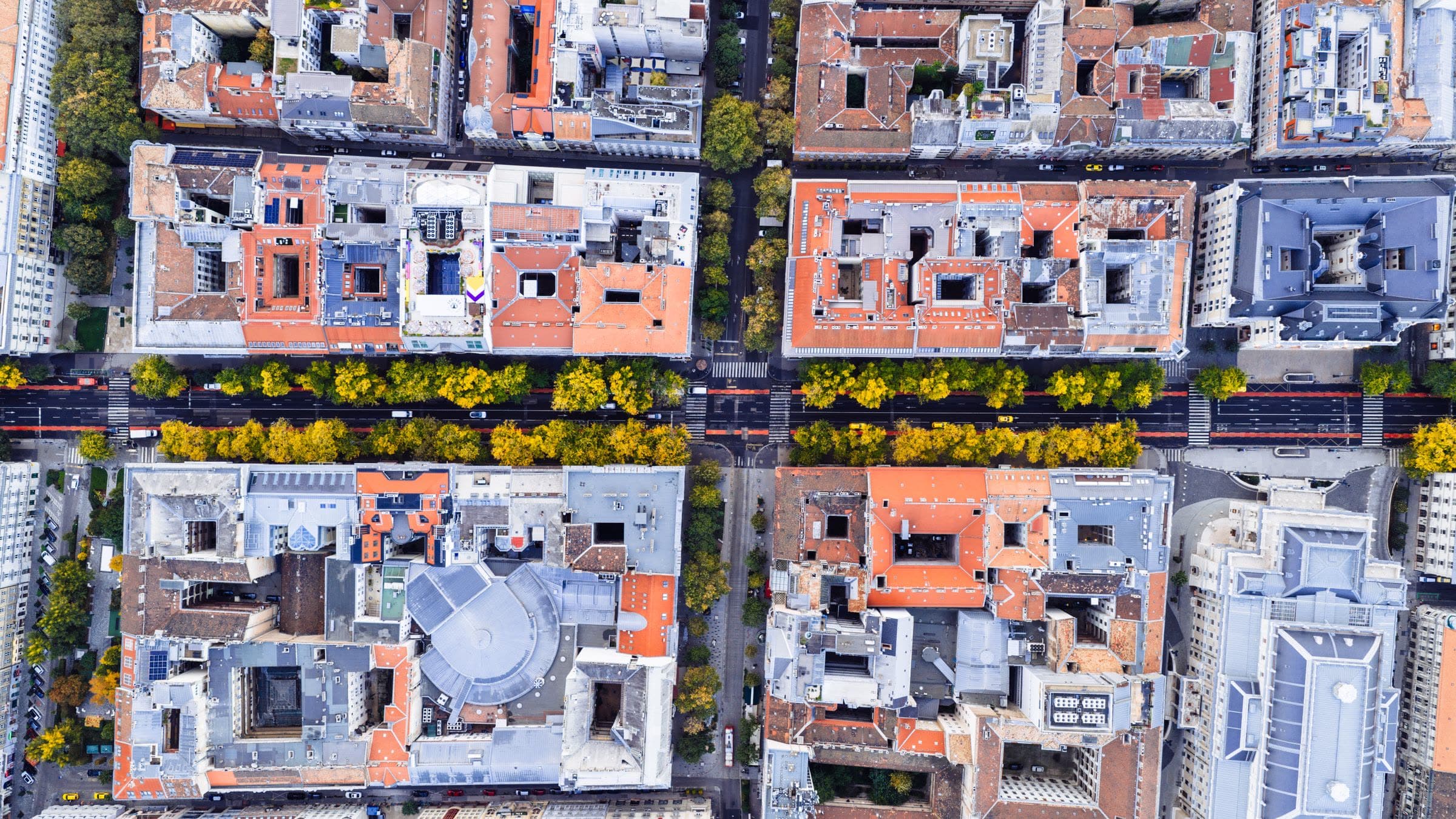 Vista cenital de la trama urbana de una ciudad